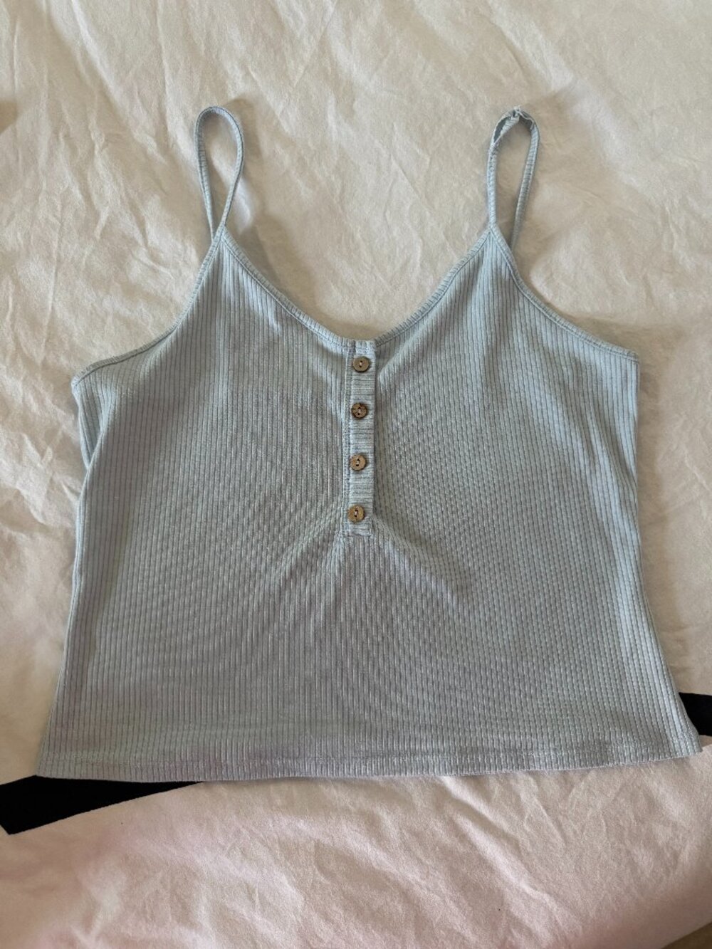 Tresics Light Blue Ribbed Button Front Cami Tank Top Sz L